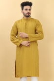 Mustard Yellow Viscose Straight Cut Men Kurta