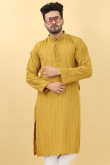 Mustard Yellow Viscose Straight Cut Men Kurta