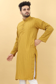 Mustard Yellow Viscose Straight Cut Men Kurta