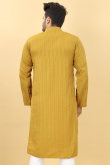 Mustard Yellow Viscose Straight Cut Men Kurta
