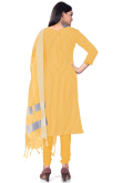 Mustard Yellow Weaved Thread Cotton Churidar Suit 