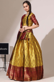 Mustard Yellow Weaved Zari Silk Flared Style Lehenga 