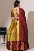 Mustard Yellow Weaved Zari Silk Flared Style Lehenga 