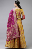 Mustard Yellow Woven Zari Banarasi Silk Lehenga