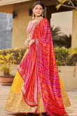 Mustard Yellow Zari Embroidered Georgette Lehenga For Haldi 