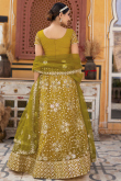 Mustard Yellow Zari Embroidered Panelled Style Lehenga For Haldi 