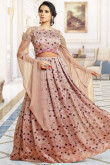 Resham Embroidered Silk Cream Anarkali gown