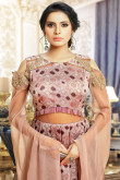 Resham Embroidered Silk Cream Anarkali gown