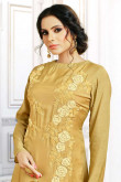 Elegant Honey yellow Silk Anarkali gown With Resham Work