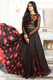 Licorice black Net and silk Embroidered Anarkali gown