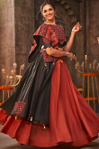 Navrati Special Tomato Red Flared Style A-line Lehenga 