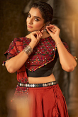 Navrati Special Tomato Red Flared Style A-line Lehenga 
