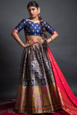 Navy Blue A Line Silk Lehenga with Woven Zari 