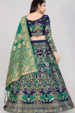 Navy Blue A-line Woven Zari Lehenga Choli 