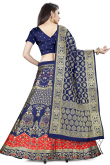 Navy Blue Banarasi Silk Wedding Wear Lehenga in Banarasi Silk
