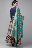 Navy Blue Banarasi Silk Wedding Lehenga in Banarasi Silk