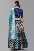 Lehenga in Banarasi Silk Navy Blue with Zari Work for Party 