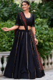 Navy Blue Cotton Flared Style Chaniya Choli With Gota Patti 