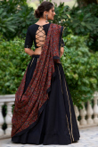 Navy Blue Cotton Flared Style Chaniya Choli With Gota Patti 
