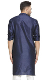 Navy Blue Dupion Silk Embroidered Men's Kurta

