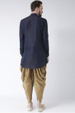 Navy Blue Dupion Silk Embroidered Straight Cut Men's Kurta Dhoti