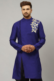 Navy Blue Dupion Silk Fancy Men Kurta