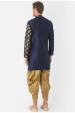 Navy Blue Dupion Silk Men Kurta Pajama for Sangeet