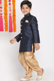 Navy Blue Dupion Silk Men Sherwani
