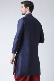 Dupion Silk Men Kurta in Navy Blue colour for Party 