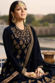 Navy Blue Georgette Embroidered Anarkali With Lehenga