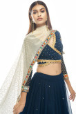 Navy Blue Georgette Embroidered Lehenga for Wedding & Party