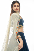 Navy Blue Georgette Embroidered Lehenga for Wedding & Party