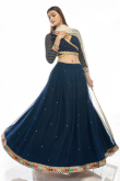Navy Blue Georgette Embroidered Lehenga for Wedding & Party