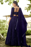 Navy Blue Georgette Lehenga with Sequins Work for Sangeet