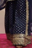 Navy Blue Georgette Sequins Embroidered Flared Style Lehenga