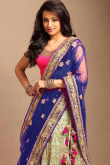 Navy Blue Net Lehenga With Raw Silk Choli