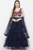 Navy Blue Lehenga With Resham Work