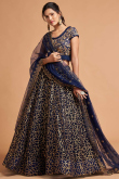 Navy Blue Net Embroidered Lehenga