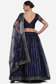Net Navy Blue Thread Embroidered Lehenga for Party 