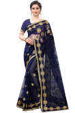 Navy Blue Net Party Wear Saree With Net Blouse