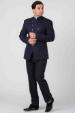 Navy Blue Plain Jodhpuri Style Viscose Men's Coat Pant
