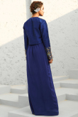 Navy Blue Raw Silk Dhoti Lehenga with Zardosi Work for Cocktail Parties