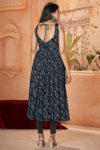 Navy Blue Rayon Bandhej Print Ready to Wear Casual Wear Kurti