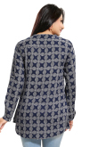 Navy Blue Rayon Printed Short Kurti 