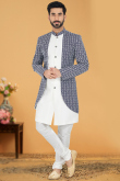 Navy Blue Resham Thread Embroidered Men's Sherwani