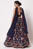 Silk Lehenga with Sequins Embroidery in Navy Blue for Sangeet