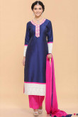 Navy Blue Taffeta Silk Trouser Suit for Eid