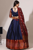 Navy Blue Silk Woven Zari A Line Lehenga 
