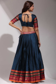 Navy Blue Weaved Zari Casual Wear Flared Style Silk Lehenga 