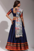 Navy Blue Weaved Zari Flared Style Casual Wear Silk Lehenga 